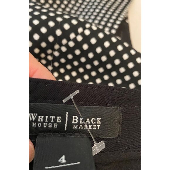 White House Black Market Black WHBM Polka Dot Pencil Skirt Size 4 - Picture 3 of 9
